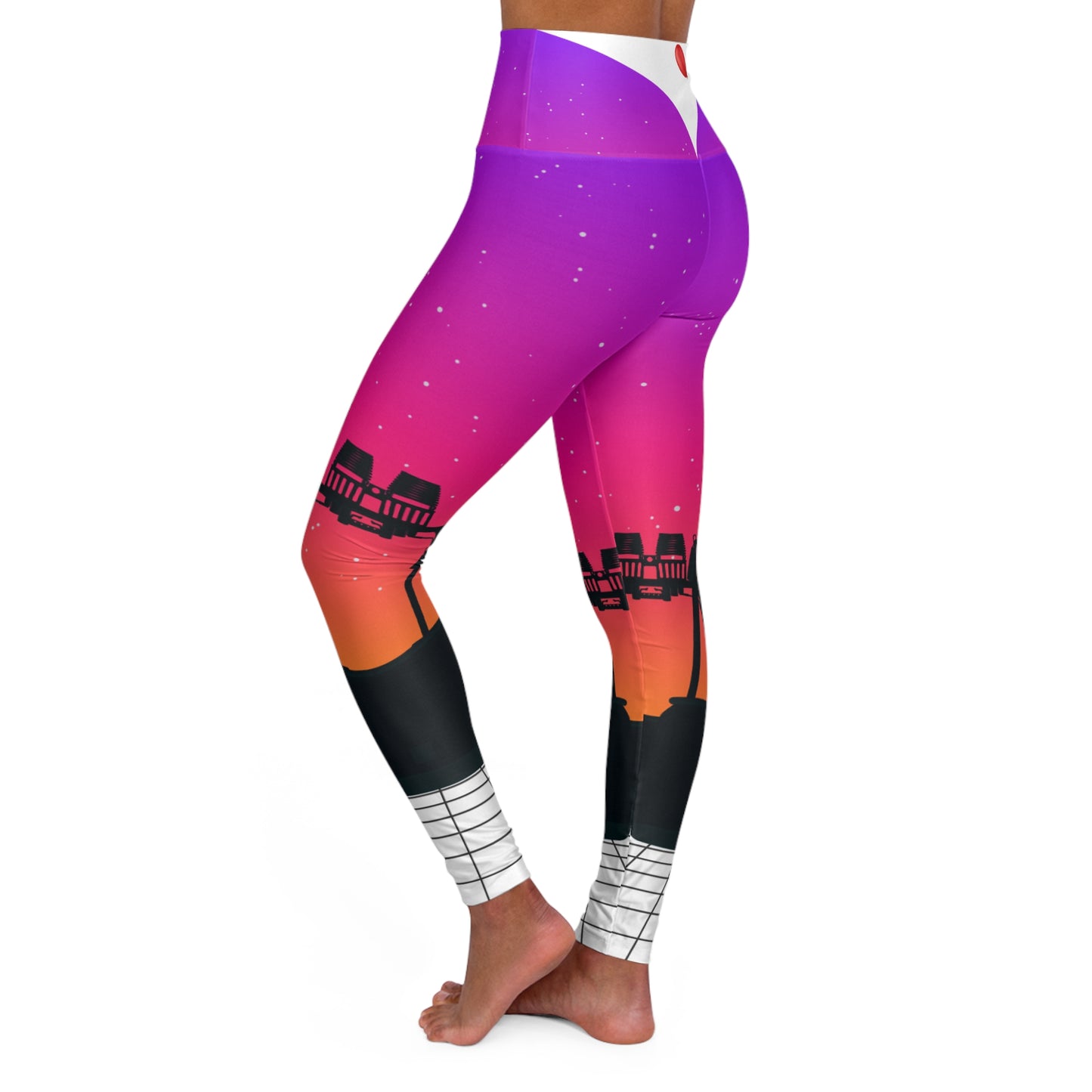 Hot Air Balloon Sunset Silhouette High Waisted Leggings