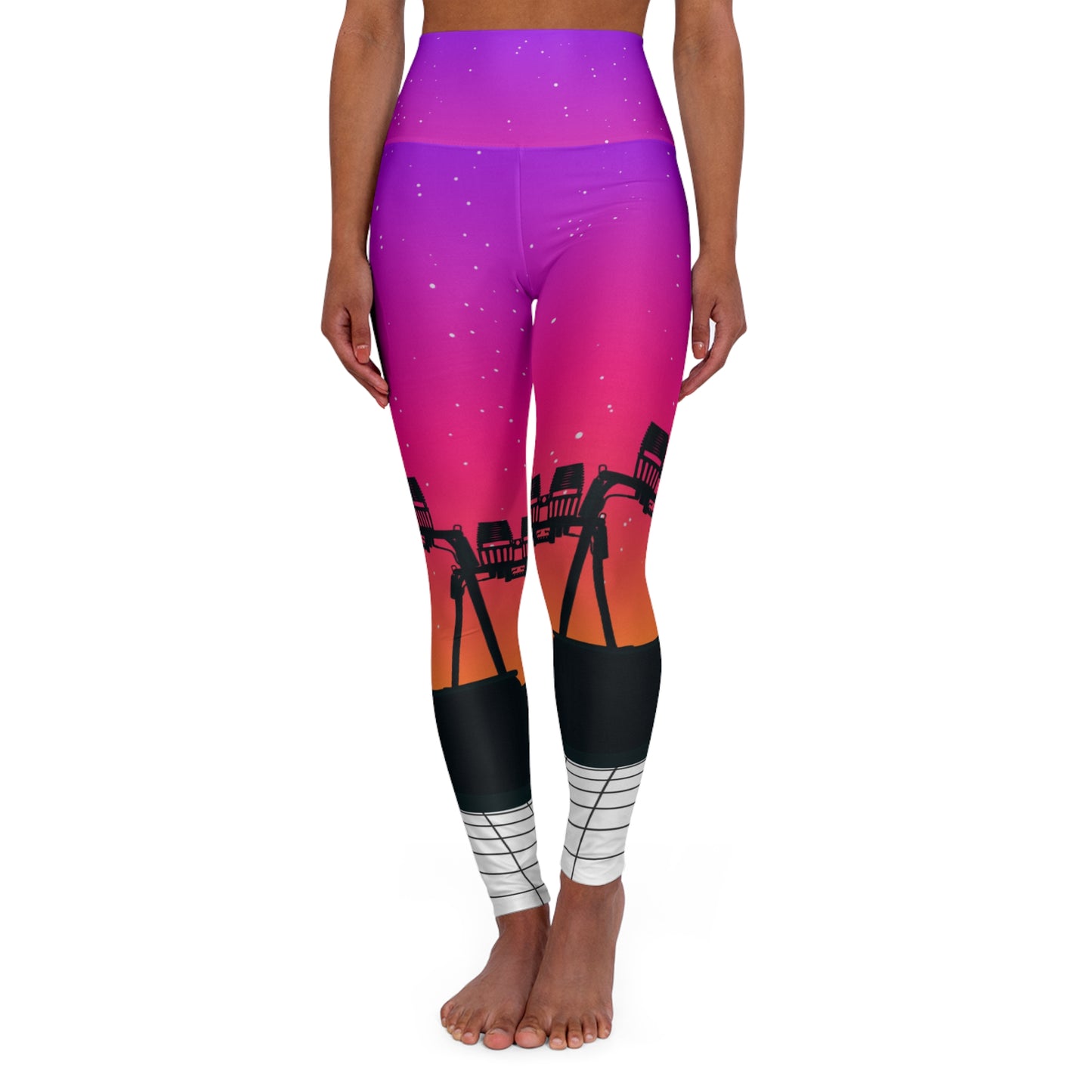 Hot Air Balloon Sunset Silhouette High Waisted Leggings
