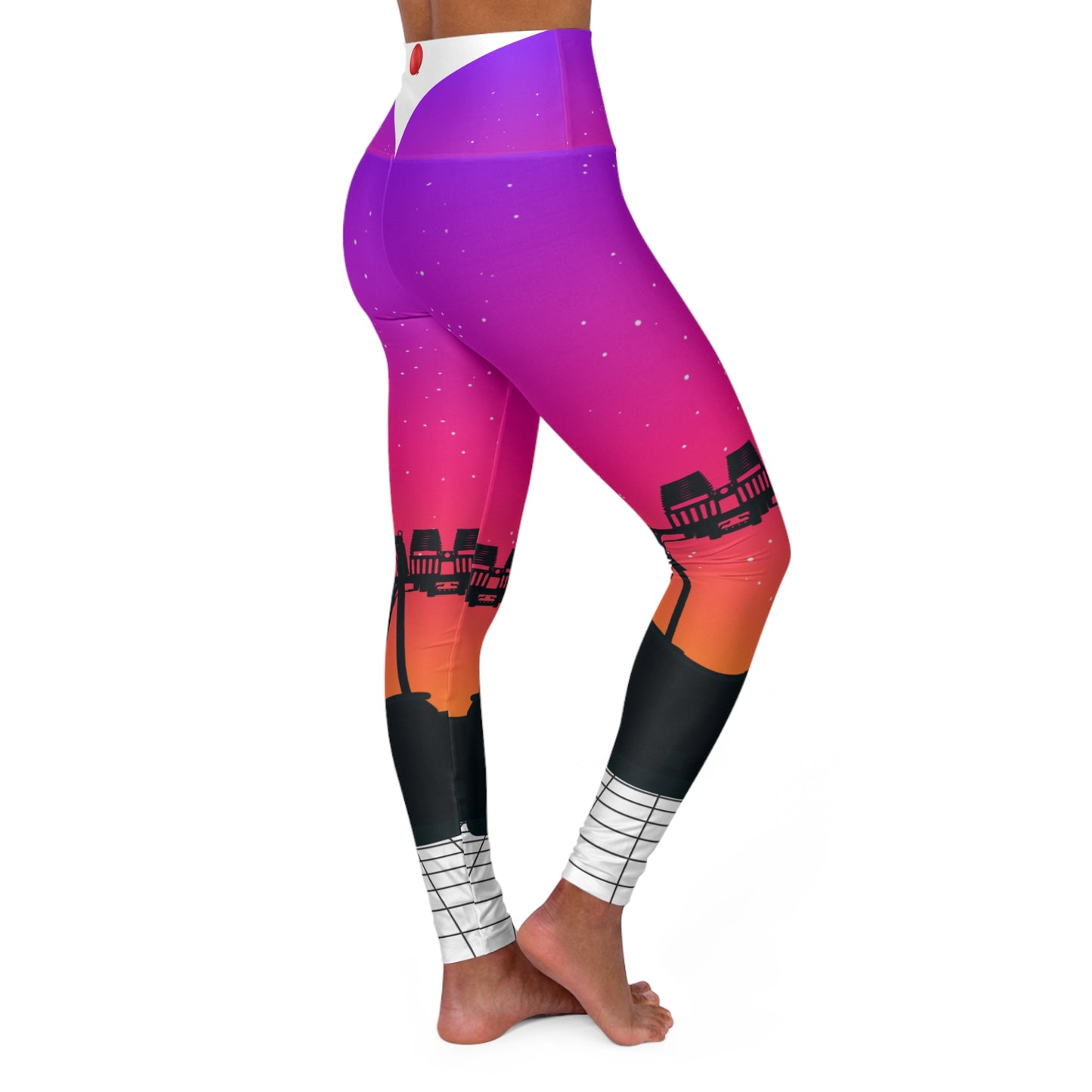 Hot Air Balloon Sunset Silhouette High Waisted Leggings