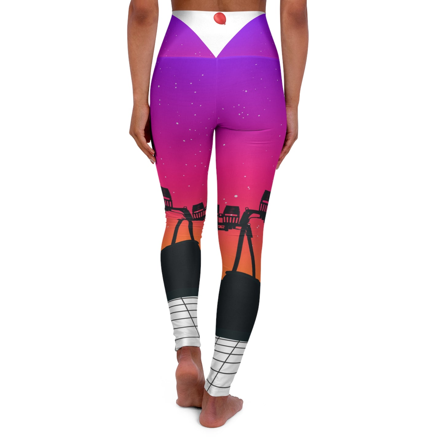Hot Air Balloon Sunset Silhouette High Waisted Leggings